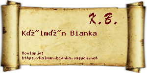 Kálmán Bianka névjegykártya